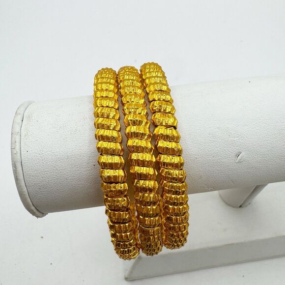 Gold Plated Traditional Indian Bangle Bracelet Set Of 3 Bollywood Bridal - Picture 6 of 7
